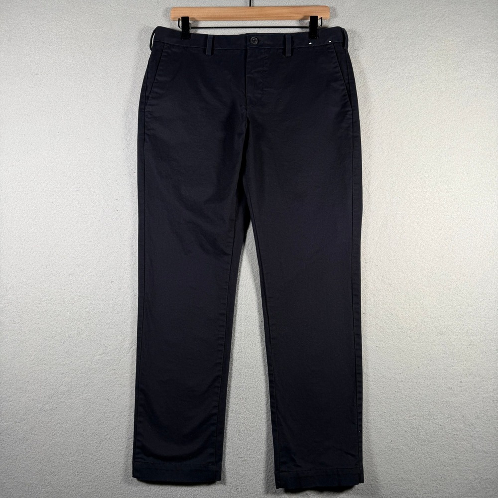 Uniqlo Mens Navy Blue Stretch Cotton Chino Pants 32x34 Altered to 34x28 408494